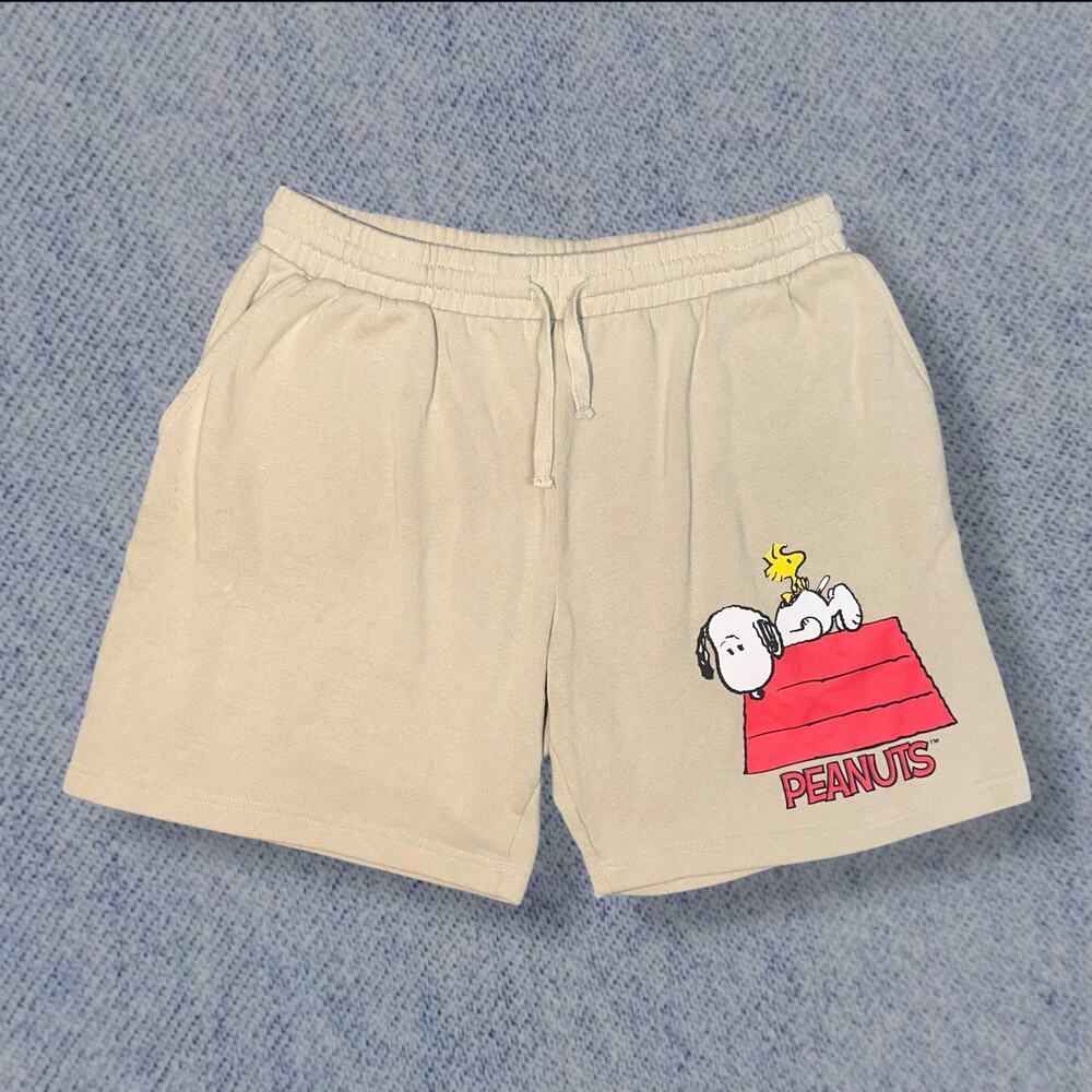 Peanuts Snoopy Men’s Lounge Shorts - Beige - Size L